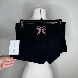 Y2k black bow shorts
